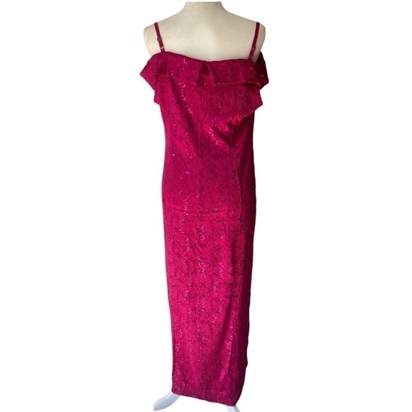 Candalite Women's Plus Size Pink Sequin Formal Bridal Party Prom Dress Maxi, XL - Picture 2 of 11